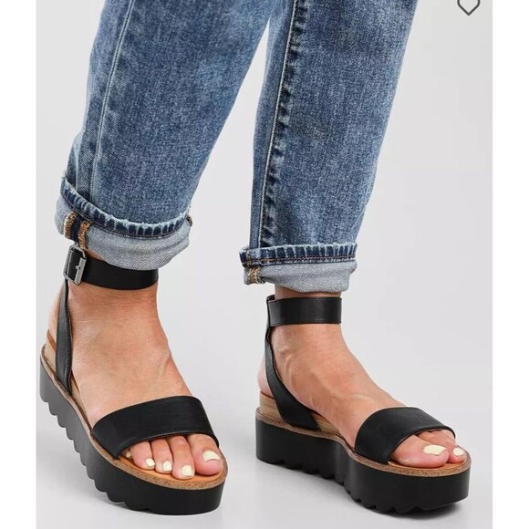 Vintage 93 Selena Black Platform Sandals Women’s Size 8 The Buckle - Picture 1 of 16